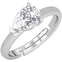 Clara Pure 925 Sterling Silver Pear Classic Finger Ring with Adjustable Band | Gift for Women Girls Wife Girlfriend | Swiss Zircon Rhodium Plated