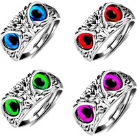 Fashion Frill Owl Face Silver Ring For Men Boys Stainless Steel Silver Owl Design Silver Ring For Men Boys Girls Mens Jewellery Ring Set Combo Love Gifts Pack of 4