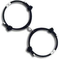 Shining Diva Fashion 2pcs Couple Bracelets for Women Men Boys Girls, Magnetic Bracelets for Couples, Matching Heart Bracelets, Valentine Gift for Girlfriend Boyfriend Best Friend (Black) (rrsd15468b)