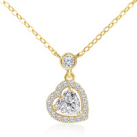 MINUTIAE Love Heart Shape With White Cubic Zirconium Diamond Pendant Necklace for Girls And Women with Extendable Chain (Gold)