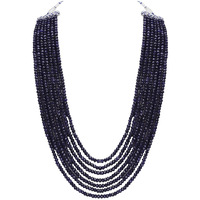 Ratnavali Jewels Seven Layer Real Sapphire Blue Onyx Stone Beads Necklace for Women and Girls RV2223B-7