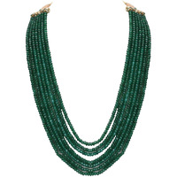 Ratnavali Jewels Seven Layer Real Emerald Green Onyx Stone Beads Necklace for Women and Girls RV2223G-7