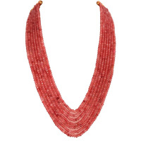 Ratnavali Jewels Seven Layer Real Sapphire Pink Onyx Stone Beads Necklace for Women and Girls RV2223P-7
