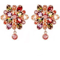 Yellow Chimes Earrings for Women Double Floral Fine Work Swiss Cubic Zircon 18K Gold Plated Multicolor Drop Earrings for Women and Girls