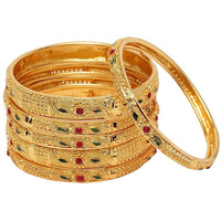 Shining Diva Fashion Set of 6 Latest Traditional Stylish Gold Plated Bangles for Women (Golden) (11792b_2.8)