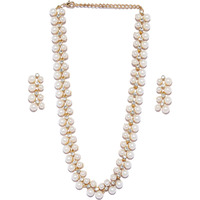 Shining Diva 18k Gold Plated Pearl Necklace Set/Jewellery Set with Earrings for Women/Girls (White) (8396s)