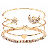 Shining Diva Fashion Jewellery Stylish Crystal Multilayer Charm Bracelet for Girls and Women (9816b)(Gold)