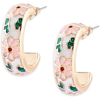 Zaveri Pearls Multicolor Enamel Contemporary Floral Semi Hoop Studs Earring For Women-ZPFK16141