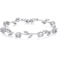 Shining Diva Fashion Crystal Bracelet for Women and Girls (Silver) (rrsd9961b)