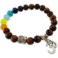 Young & Forever Gift Lava Stone 7 Chakra Hamsa Hand Evil Eye Healing Yoga Beads Strand Bracelet for Women and Men