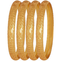 Shining Diva Fashion Set of 4 Latest Traditional Design One Gram Gold Plated Bracelet Bangle for Women and Girls (Golden) (11715b_2.8)