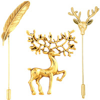 Mahi Valantine Gift Combo of Gold Plated Shirt Stud/Brooch Lapel Pin for Men and Women CO1104868G