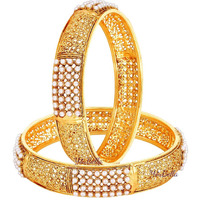 YouBella Designer Gold Plated Jewellery Pearl Studded Bangles for Women and Girls (2.8)