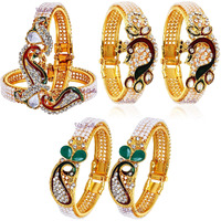 YouBella Jewellery Traditional Gold Plated Combo of 3 Bracelet Bangle Set For Girls and Women (Style 1)