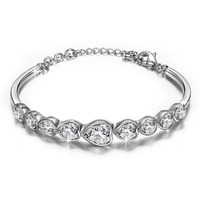 Shining Diva Fashion Stylish Crystal White Platinum Silver Plated Platinum Plated Charm Bracelet for Women (rrsd8338b)