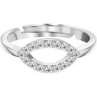 Clara 925 Sterling Silver Eye Ring with Adjustable Band | Rhodium Plated, Swiss Zirconia | Gift for Women & Girls