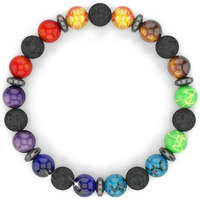 Young & Forever Gift Chakra Lava Rock Aromatherapy Diffuser Bracelet for Women and Men, Anti Anxiety Bracelet, Yoga Meditation Gift for Women and Men, Healing Bracelets