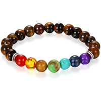 Young & Forever Gift Dvine Buddha Beads Tiger Eye 7 Chakra Yoga and Meditation Bracelet for Men and Women