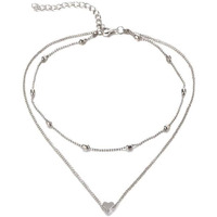 Shining Diva Fashion Stylish Multilayer Chain Pendant Necklace for Women and Girls (12397np), silver