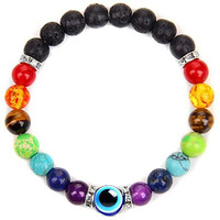 Young & Forever Gift Mens 7 Chakra Evil Eye Bracelet