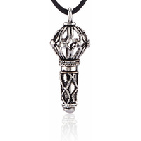 Mahi Rhodium Plated Lord Hanuman Gada Pendant for Mens and Boys PS1101522R