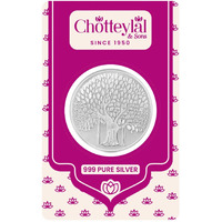 CHOTTEY LAL AND SONS 999 Purity Banyan Tree Round Silver Coin with Unique Blister Card Packaging for Coporate Gifting, Ceremony, Wedding and Festivals (Silver, 10 Gram)