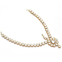 Handicraft Kottage Latest Hair Jewelry Traditional Gold Pearl Stylish Chain Mathapatti Maang Tikka Jewellery (Style8)