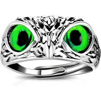 Fashion Frill Mens Jewellery Silver Ring For Boys Stainless Steel Adjustable Finger Rings for Men and Boys Accessories Jewellery for Men | Birthday Gift for Men and Boys (Green)