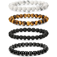 Young & Forever Gift Set of 4 Semi Precious Stone Bracelet for Men and Women