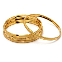 ZENEME Set Of 4 Gold-Plated Classic Textured Handcrafted Bangles (2.8)