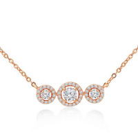 MINUTIAE 14K Rose Gold Plated Pendant Necklace With Austrian Cubic Zirconia For Women And Girls With Extendable Chain