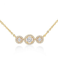 MINUTIAE 14K Gold Plated Pendant Necklace With Austrian Cubic Zirconia for Women & Girls With Extendable Chain Fashion Jewelry (Gold)