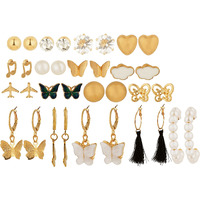 Fashion Frill Delicate Ad Geometric Gold Plated Stud & Drop Earrings For Women Girls Western Stylish Latest Fancy Earrings Set Combo (Contemporar)