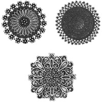 YouBella Jewellery Afghani Oxidised Silver Plated Combo of 3 Rings for Women and Girls (Adjustable Size) (Style 1)