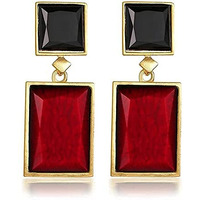 YouBella Jewellery Earrings for women Crystal Handmade Earrings for Girls and Women (Red & Black)