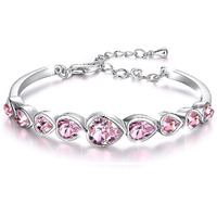 Shining Diva Fashion Pink Stylish Gifts Silver Plated Platinum Plated Austrian Crystal Charm Bracelet for Women (sd8336b)