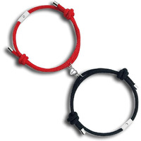 Shining Diva Fashion 2pcs Couple Bracelets for Women Men Boys Girls, Magnetic Bracelets for Couples, Matching Heart Bracelets, Valentine Gift for Girlfriend Boyfriend Best Friend (Black) (Red)(rrsd15572b)
