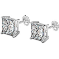 Amazon Brand - Nora Nico 925 Sterling Silver Square Cubic Zirconia Small Stud Earrings for Women Girls- BIS Hallmarked