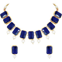 Peora Traditional Jewellery Green Crystal Pearl Necklace Earring Jewellery Set for Women Girls Wedding