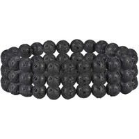Young & Forever Gift Matching Natural Diffuser Lava Rock Multi Layer Triple Protection Gem Stone Beads Stacked Combo Bracelets for Men and Women