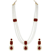 Peora Gold Plated White Kundan Long Necklace Earring Indian Traditional Jewellery Set for Women Girls