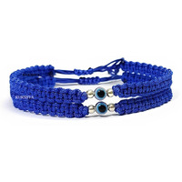 KUKSHYA JEWELLERS Exclusive 925 Sterling Silver 2 Ball + Evil Eye Charm Thread(Dhaga) Nazariya Anklet Adjustable| Nazar Battu | For Women & Girls 2 Piece (TP 096) (BLUE)