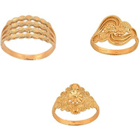 Handicraft Kottage Ethnic 18k Gold Plated Brass Ring for Women And Girls (HK-3Ring Combo_2022-11)