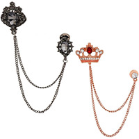 Mahi Combo of Long Double Layer Chain Wedding Occasion Brooch for Men (CO1105176M)