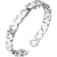 HighSpark 925 Silver Solitaire Rings for Women | Adjustable Contemporary Style | 92.5 Sterling Silver & Diamond Like Brilliance Sparkling Zirconia | Lovely Gift - Open Heart