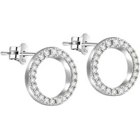HIGHSPARK 925 Silver Cirlce of Life Earrings | 92.5 Sterling Silver & Stunning Shine| Wholeness & Completeness Circle Earrings | Lovely Gift For Women & Girls - Silver Cirlce