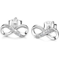 HIGHSPARK 925 Silver Infinity Earrings for Women | 92.5 Sterling Silver & Stunning Shine| Everlasting Endless Love Infinity Earrings | Lovely Gift - Silver Infinity