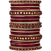 Peora Gold Plated Green Metal Chuda Chura Bangle Set Indian Traditional Bridal Wedding Fashion Jewellery for Women Girls (Size - 2.6)|Rakhi Rakshabandhan Gift for Sister Bhabhi, Gifts for Women