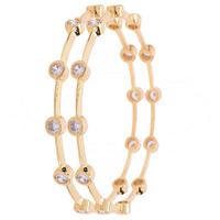Ratnavali Jewels American Diamond Gold Plated White CZ/Diamond Bangles for Women/Girls RV3193W-2.8