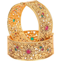 Shining Diva Fashion Set of 2 Latest Traditional Stylish Gold Plated Bangles for Women (Golden) (11657b_2.4)